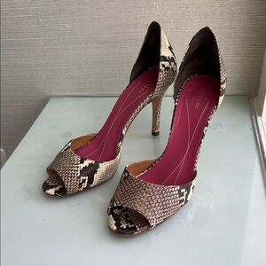 Kate Spade Snakeskin Peep-Toe d’orsay Heels size 8.5